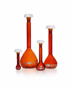 Bình định mức Nâu DURAN Class A, nút nhựa, Amber Volumetric flask